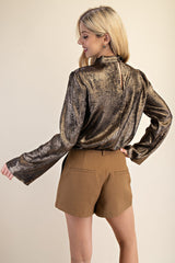 **SALE** HIGH-NECK LONG SLEEVE SHIRT