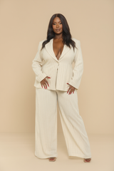 **SALE** Stripes Linen Set (Blazer & Palazzo Pants)