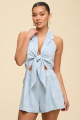 **SALE** HALTER TIE FRONT ROMPER