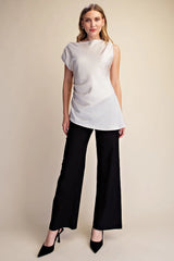 NECK ASYMMETRIC DRAPE TOP