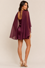 SATIN MINI DRESS WITH CAPE