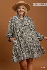 FLORAL PRINTED TIERED DRESS