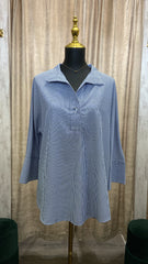 WHITE/BLUE STRIPES TUNIC TOP