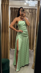 POLKA DOTS SATIN MAXI DRESS