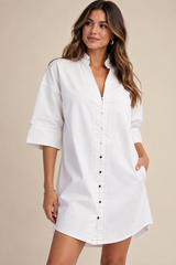 Ivory Relaxed Shirt Dress