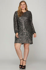 Sequins Long Sleeve Dress