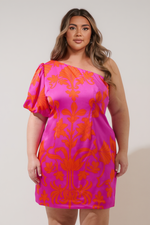 Load image into Gallery viewer, Satin Printed One Shoulder Dress
