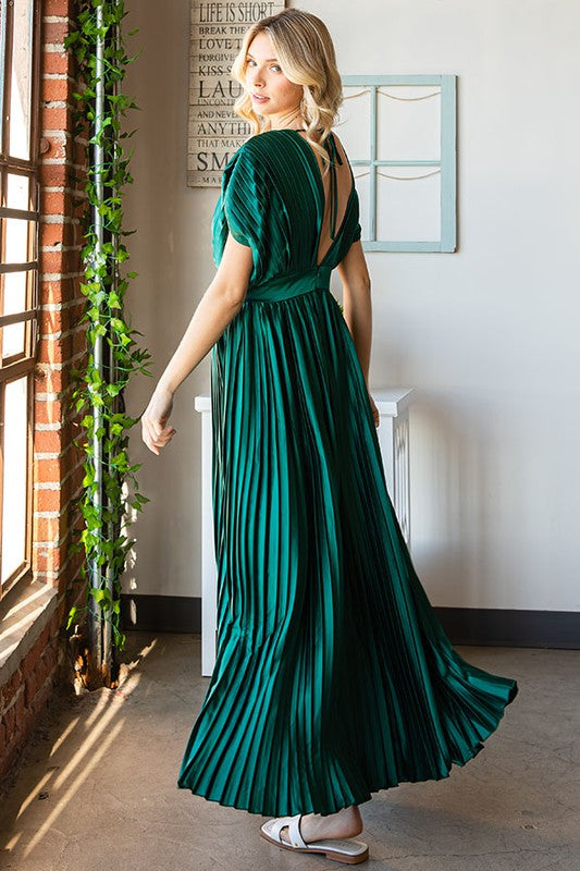 Pleated Satin Dress
