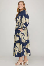 Load image into Gallery viewer, #14 Navy Printed Midi Dress
