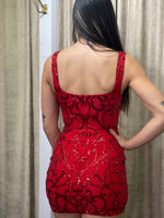 Load image into Gallery viewer, Red Sequins Mini Dress
