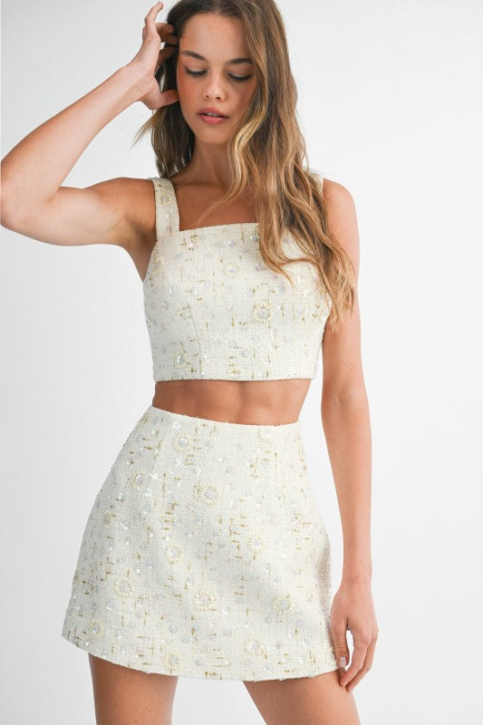 Ivory Sequin Details Set