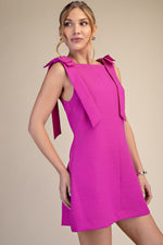 Load image into Gallery viewer, Magenta Bow Detail Mini Dress
