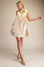 Load image into Gallery viewer, ROUND NECK TIE MINI DRESS

