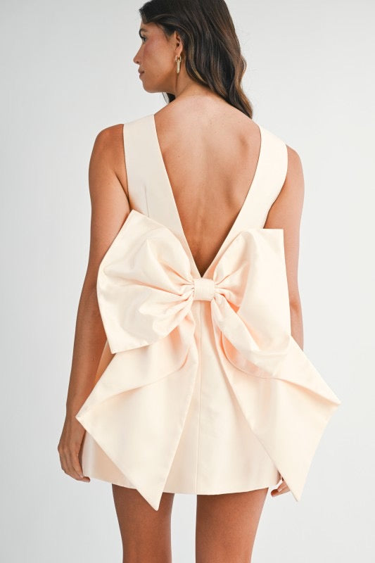 SATIN BACK BOW MINI DRESS