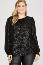 Load image into Gallery viewer, SEQUINS LONG SLEEVE TOP
