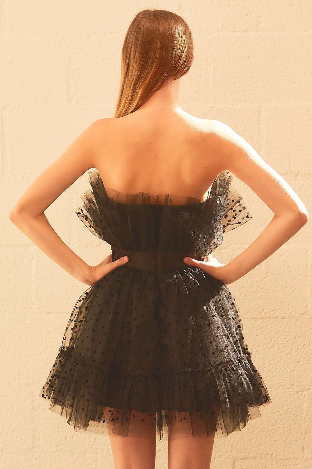 RUFFLE HEART ORGANZA MINI DRESS
