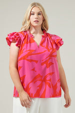 Load image into Gallery viewer, #SALE# Print Ruffle Sleeve Top
