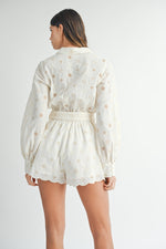 Load image into Gallery viewer, EMBROIDERED EYELET ROMPER
