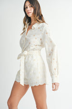 Load image into Gallery viewer, EMBROIDERED EYELET ROMPER
