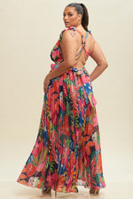 Load image into Gallery viewer, Tropical Printed Pleated Dress
