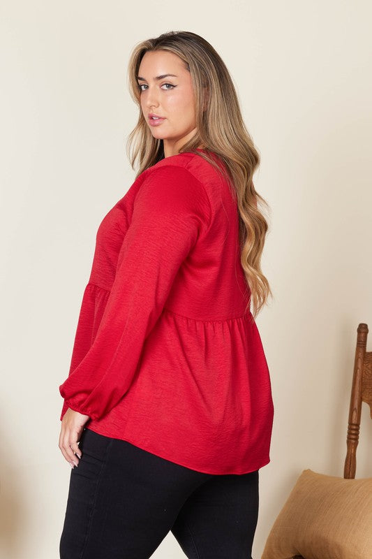 Red Satin Ribbons Detail Top