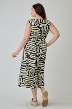 Load image into Gallery viewer, Abstract Print Belted Midi Dress Plus

