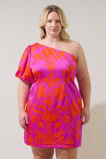 Load image into Gallery viewer, Satin Printed One Shoulder Dress
