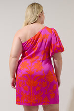 Load image into Gallery viewer, Satin Printed One Shoulder Dress
