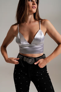 **SALE** Silver Crop Top