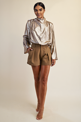 **SALE** HIGH-NECK LONG SLEEVE SHIRT
