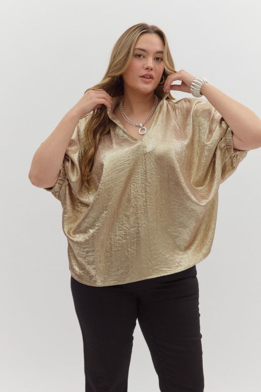 Gold Satin Oversized Top