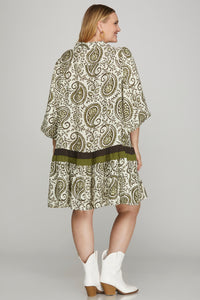 Olive Paisley Dress