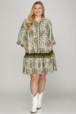 Load image into Gallery viewer, Olive Paisley Dress

