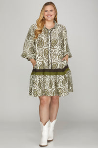 Olive Paisley Dress