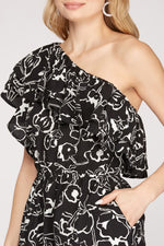 Load image into Gallery viewer, ONE SHOULDER PRINTED ROMPER
