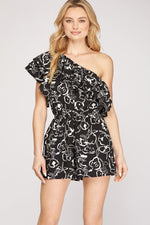 Load image into Gallery viewer, ONE SHOULDER PRINTED ROMPER
