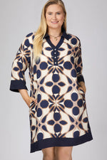 Load image into Gallery viewer, Navy Printed Dress
