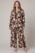 Load image into Gallery viewer, Brown Floral Printed Set
