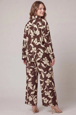 Load image into Gallery viewer, Brown Floral Printed Set
