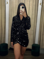 Load image into Gallery viewer, Black Sequins Dress
