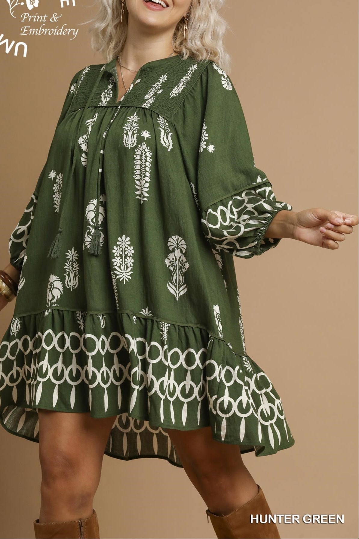 H.GREEN PRINTED TUNIC DRESS