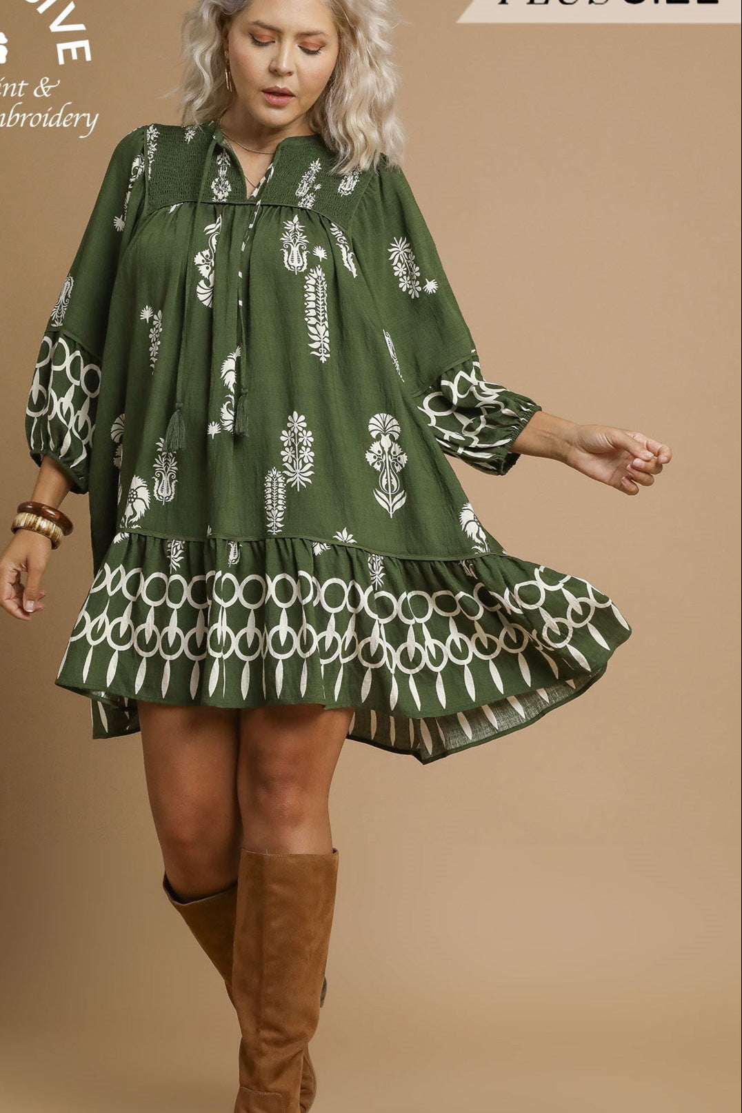 H.GREEN PRINTED TUNIC DRESS