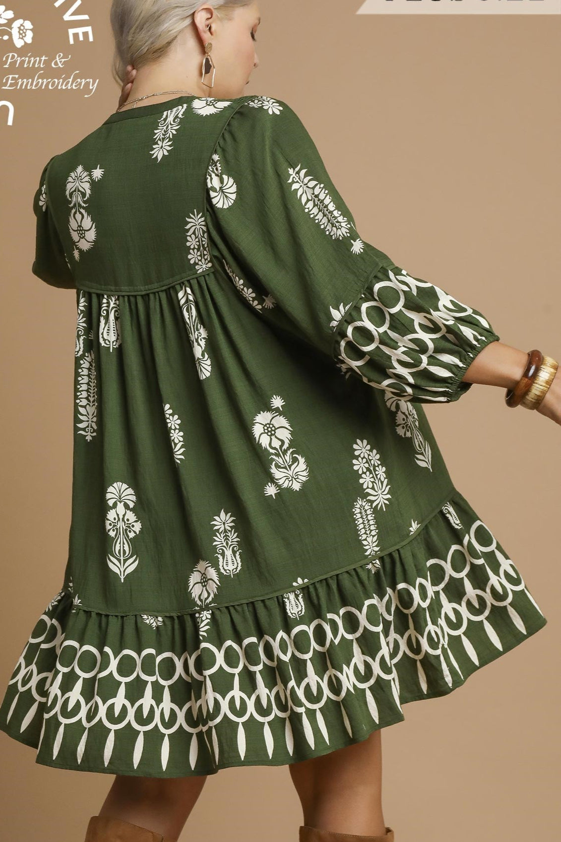 H.GREEN PRINTED TUNIC DRESS