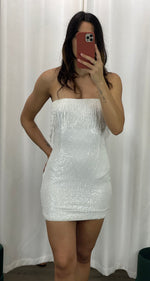 Load image into Gallery viewer, **SALE** White Sequins Mini Dress
