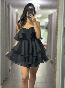 **SALE** STRAPLESS TIERED RUFFLED MINI DRESS