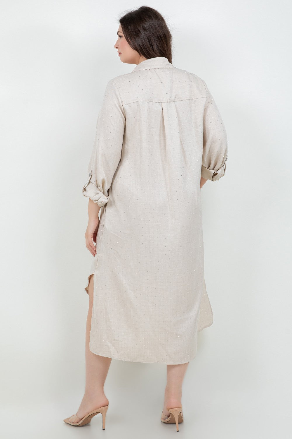 #8 Beige Dots Details HI LO Dress