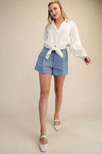 Load image into Gallery viewer, TIE FRONT COLLARED TOP
