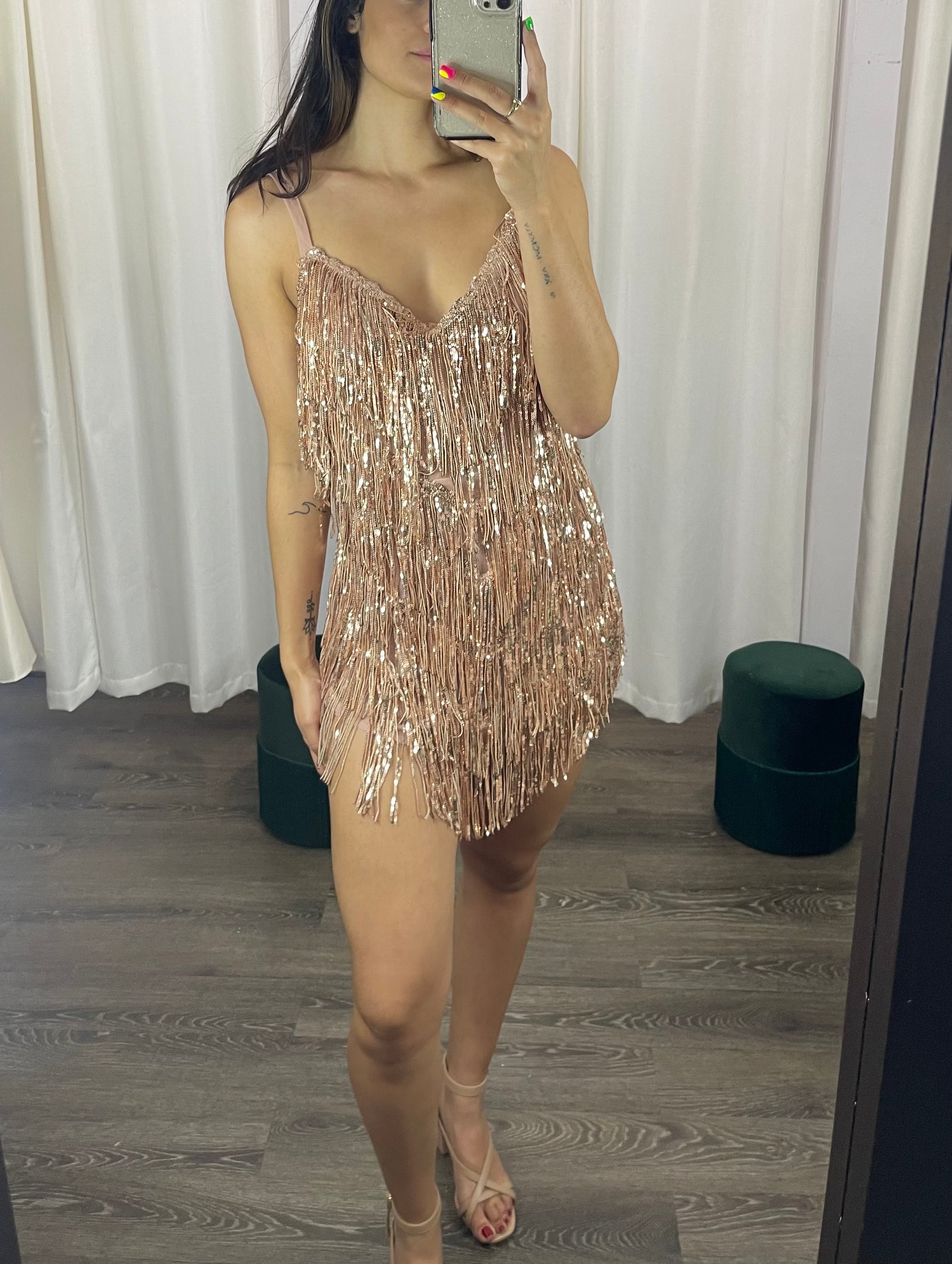 **SALE** Sequins Fringes Mini Dress