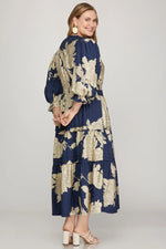 Load image into Gallery viewer, #14 Navy Printed Midi Dress
