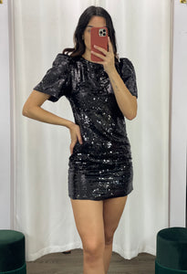 Black Sequins Mini Dress